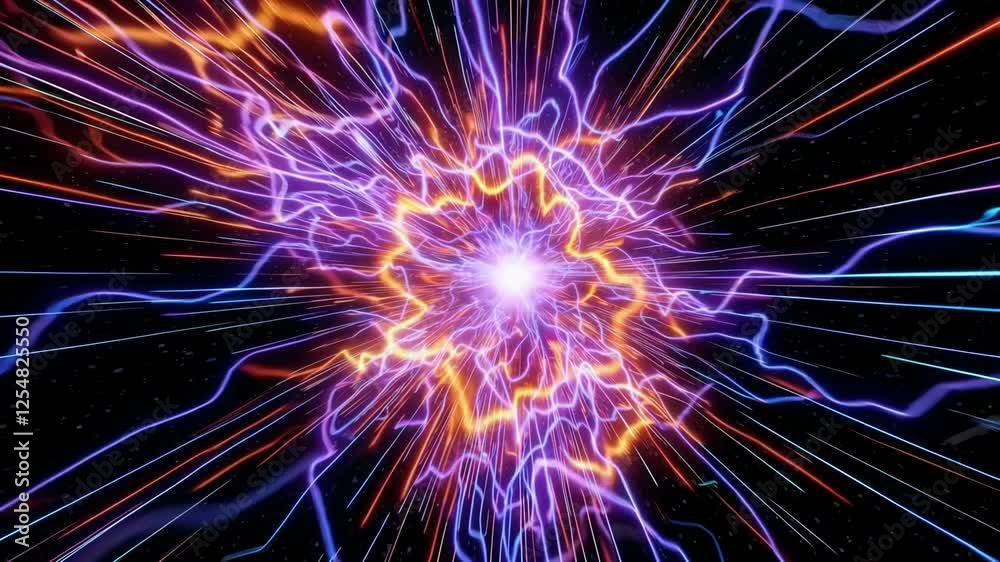 Cosmic explosion with vibrant energy waves, abstract sci-fi concept