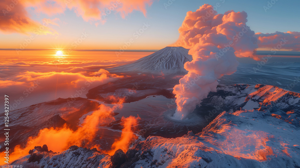 Fototapeta premium Volcano with beautiful view