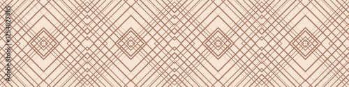 Chocolate brown with coffee shade geometric seamless pattern, squares in Mocha Mousse. Squares with abstract ornament for packaging, cover or tile.