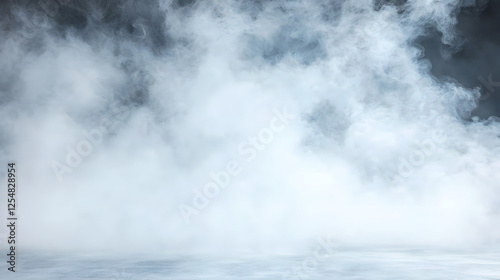 Mysterious fog enveloping a dimly lit scene creating an ethereal atmosphere with soft lighting.