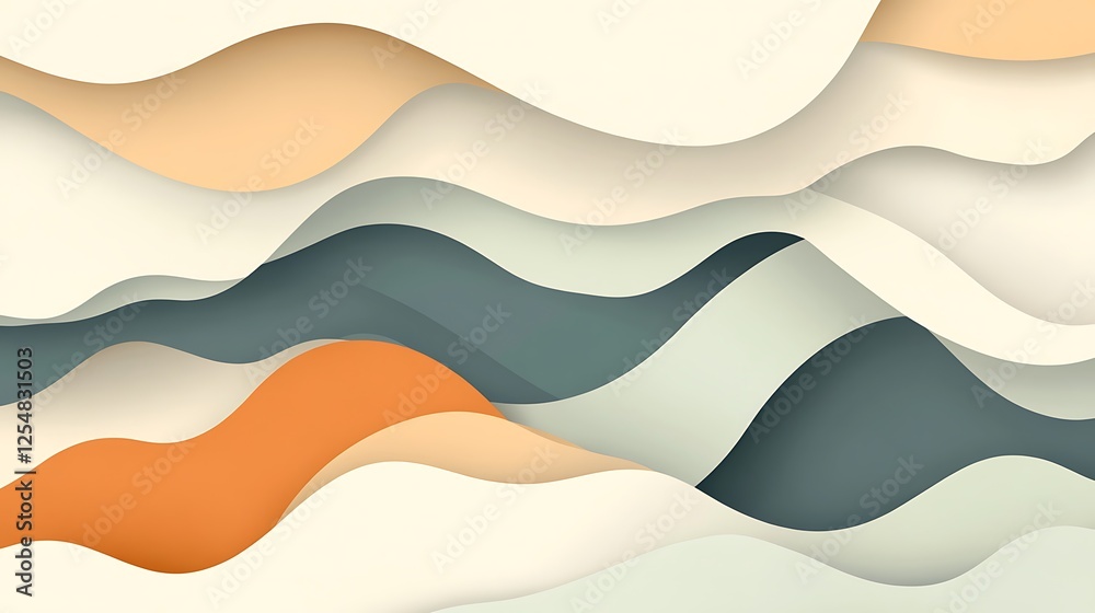 Fototapeta premium Abstract layered wavy pastel color design