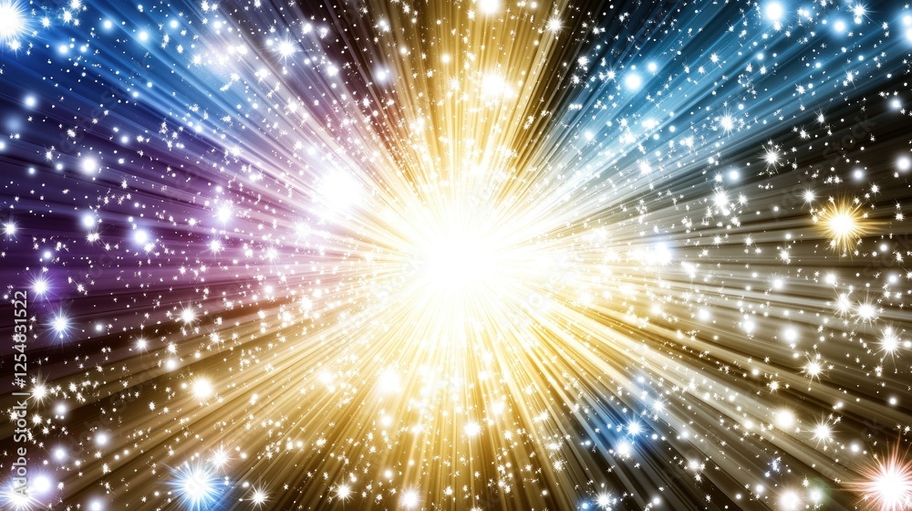 Naklejka premium Bright Starburst Explosion, Cosmic Energy, Space Background, Design Element