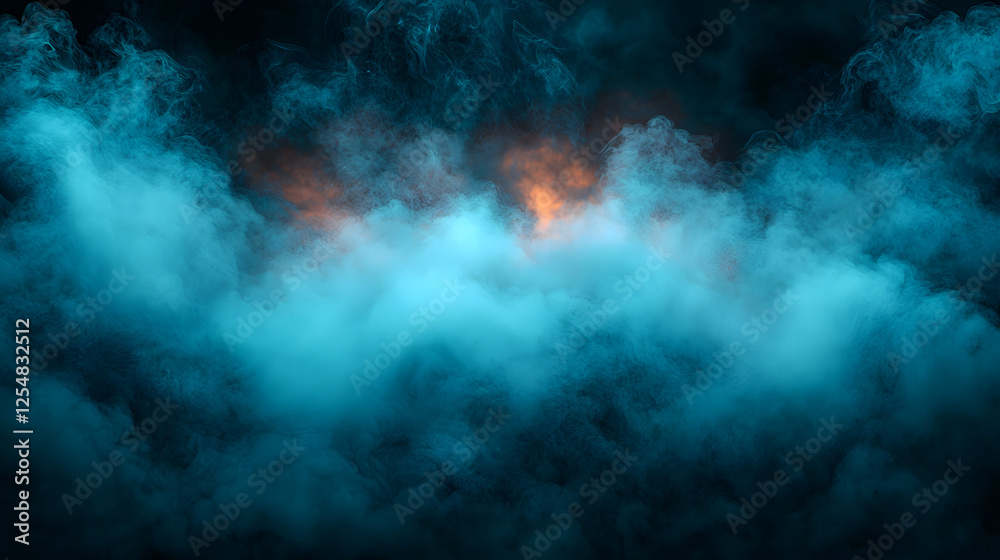 custom made wallpaper toronto digitalEthereal Smoke Swirl: A captivating abstract of swirling blue smoke, illuminated from behind by a warm orange glow, creates a mesmerizing and otherworldly atmosphere. 