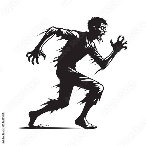 Zombie Vector - Minimalist Zombie Silhouette - Zombie Illustration.