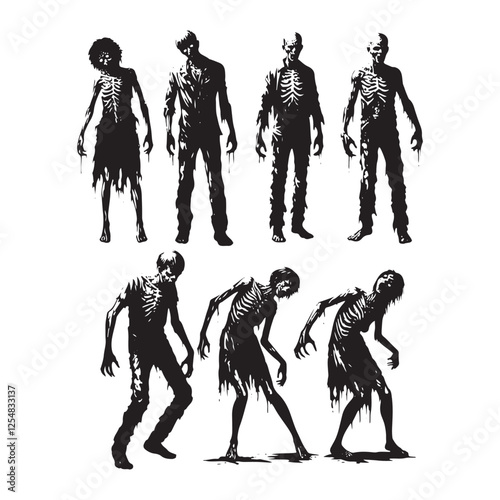 Zombie Vector - Minimalist Zombie Silhouette - Zombie Illustration.