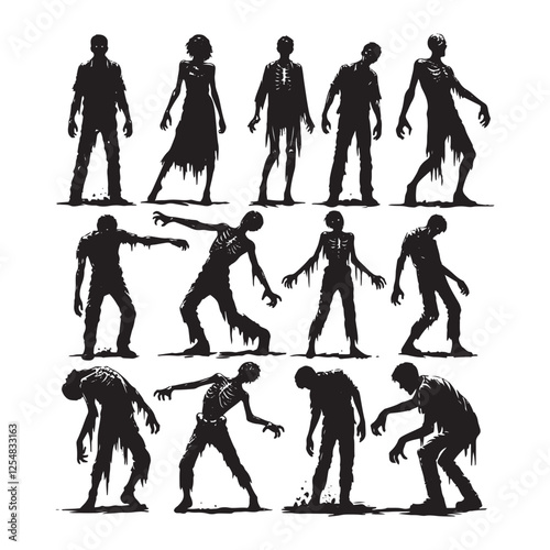 Zombie Vector - Minimalist Zombie Silhouette - Zombie Illustration.