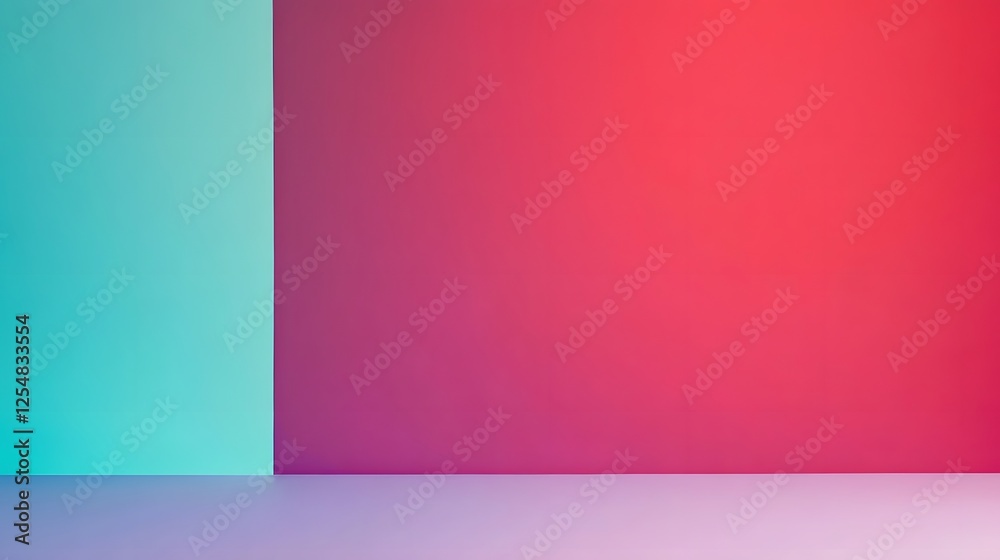 Fototapeta premium Abstract Gradient Background With Teal And Pink Walls