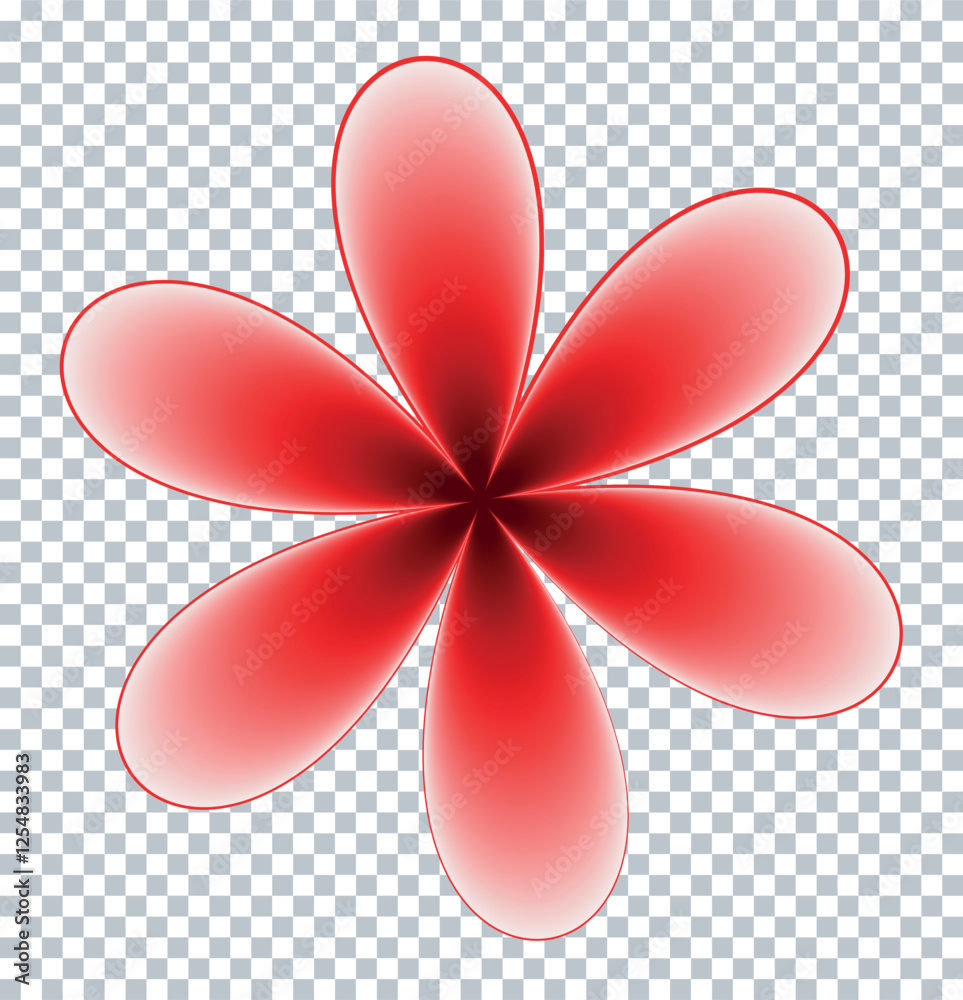 Fototapeta premium Gradient Red Flower PNG – Glossy Petal Vector Clipart with Transparent Background
