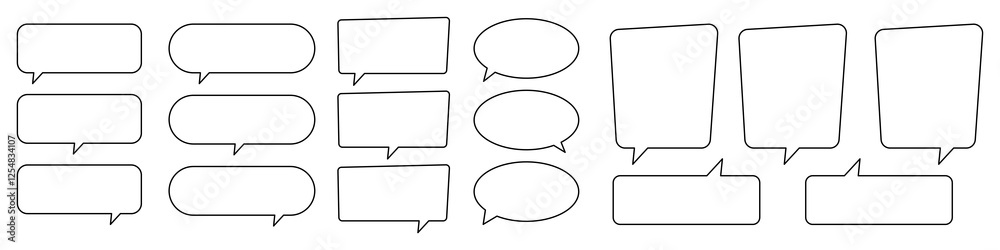 Collection of line speech bubble, line speech balloon, chat bubble. Collection of line speech bubble, line speech balloon, chat bubble.