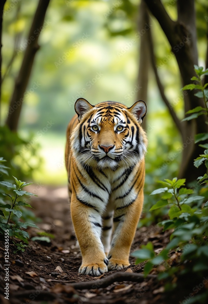 Obraz premium Tiger Staring at the camera in forest, World Wildlife Day