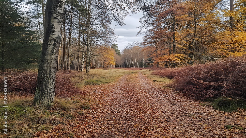 Fototapeta premium Scenic autumn forest tranquil nature vibrant colors fall landscape