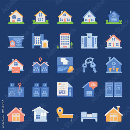 "Real Estate & Property Management Icons – Modern Flat Design"