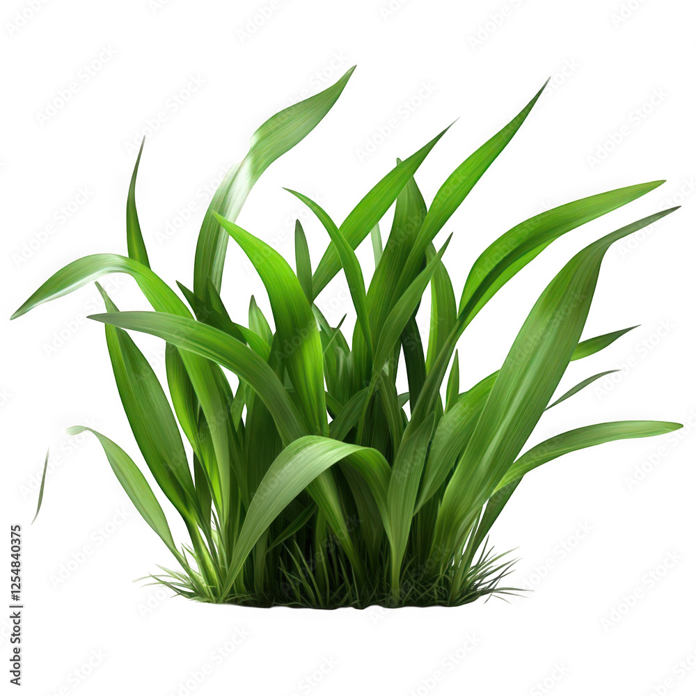 Obraz premium Lush Green Grass with Vibrant Blades Isolated on White Background