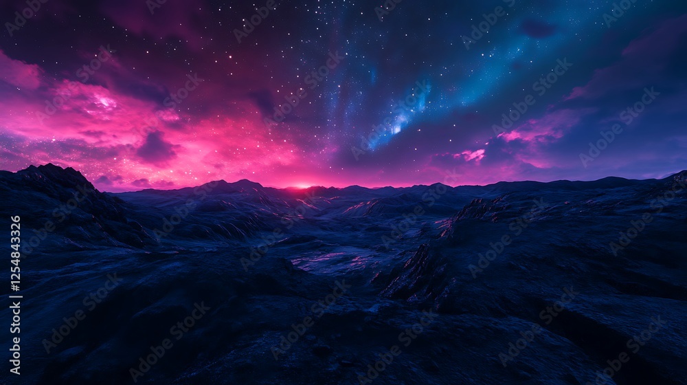 Naklejka premium Radiant Northern Lights Over Remote Wilderness Landscape