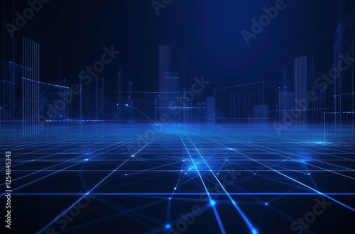 A Futuristic Digital Landscape with Glowing Blue Lines and Geometric Shapes Evoking Innovation and Connectivity