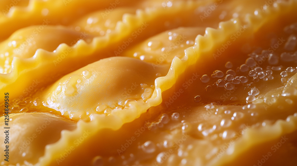 Freshly cooked ravioli simmering gently in a pot of water Freshly cooked ravioli simmering gently in a pot of water