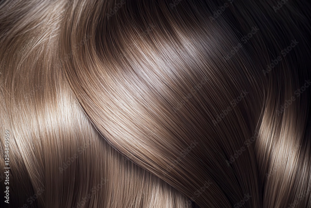 Smooth, shiny brown hair showcasing healthy texture and natural sheen under soft light Smooth, shiny brown hair showcasing healthy texture and natural sheen under soft light
