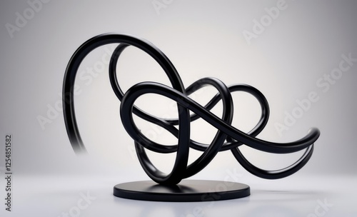 Elegant black sculpture with flowing intertwined shapes 3d wallpaper wallpaper background abstract 3d illustration backdrop futuristic design   photo