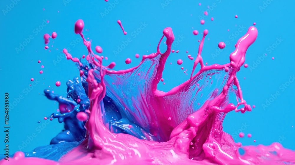 Fototapeta premium Dynamic Pink and Blue Paint Splash