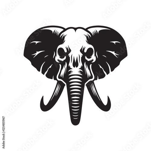 African elephant skull Silhouette - African elephant skull Vector - African elephant skull Illustration.