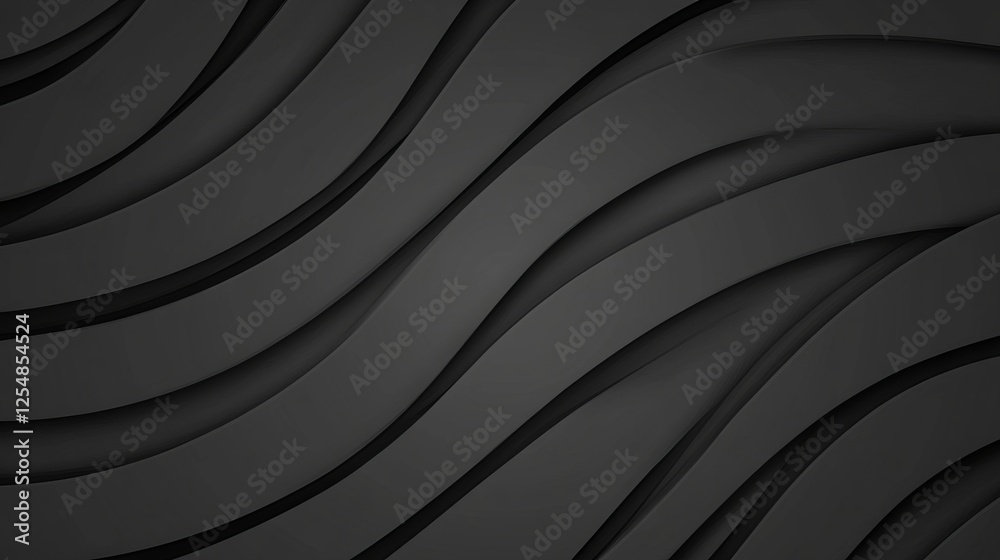 Abstract Black Wavy Layers Seamless Background Design With Shadow Effects Visual Art Composition
