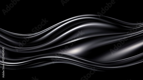Obraz na płótnie Abstract Black Wavy Fabric Texture Design on Dark Background with Soft Gradient and Flowing Lines w salonie