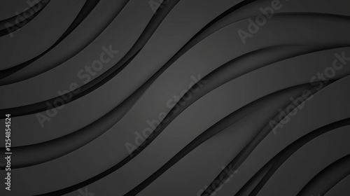 Obraz na płótnie Abstract Black Wavy Layers Seamless Background Design With Shadow Effects Visual Art Composition w salonie