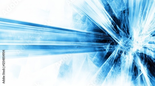 Obraz na płótnie Abstract Blue Fractured Light with Linear Motion and Dynamic Burst for High Technology Visuals w salonie