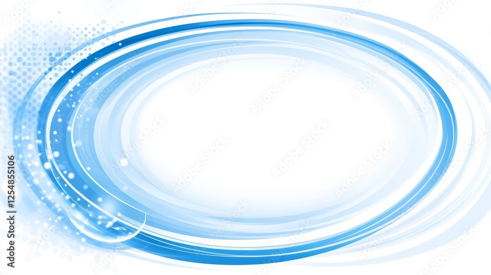 Abstract Blue Oval Frame with Light Effects and Halftone Pattern for Creative Design Elements