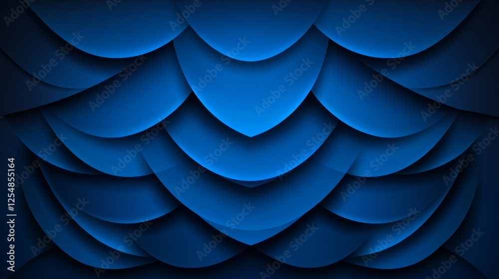 Abstract Blue Scaled Pattern Deep Textured Elegant Repeating Curves Background Illustration