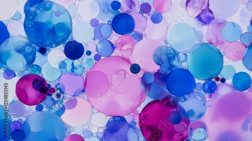 Obraz na płótnie Abstract Blue Purple Spheres Fluid Art Close Up Circular Forms Bubbles Design Decorative Elements w salonie