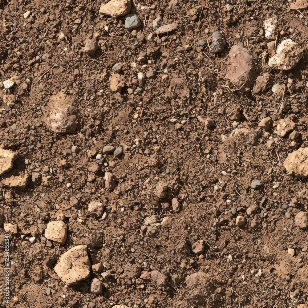 Seamless Brown Soil Texture with Stones Background Seamless Brown Soil Texture with Stones Background
