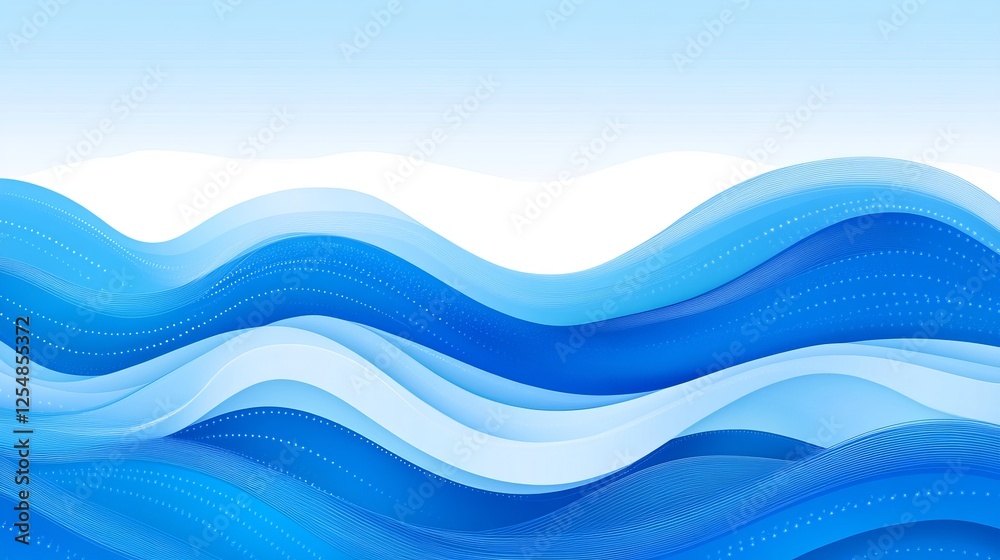 Abstract Blue Wave Swirls Pattern with Delicate Lines and Light Shading Background Texture