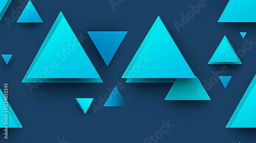 Obraz na płótnie Abstract Blue Triangles on Dark Background Modern Graphic Art Composition Geometric Design w salonie