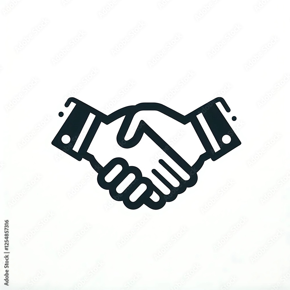 Handshake Icon Vector Illustration in Black Outline: A Minimalist Symbol of Agreement, Partnership, Business Collaboration, Trust, and Unity on a White Background for Graphic and Design Use. Handshake Icon Vector Illustration in Black Outline: A Minimalist Symbol of Agreement, Partnership, Business Collaboration, Trust, and Unity on a White Background for Graphic and Design Use.