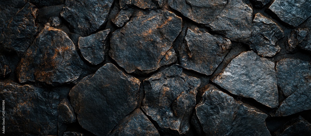 Fototapeta premium Dark, rough stone wall texture.
