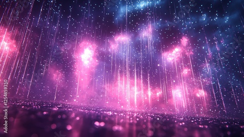 Abstract glowing rain, vibrant colours, digital art, futuristic background photo