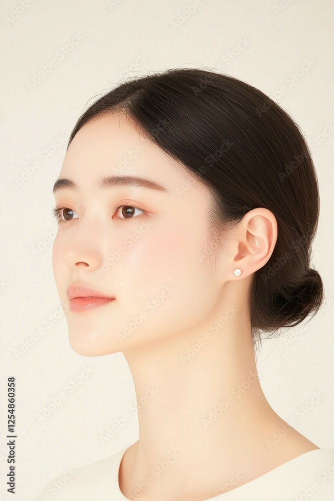 Minimalist Beauty Portrait of a Woman with Natural Glow and Subtle Freckles Minimalist Beauty Portrait of a Woman with Natural Glow and Subtle Freckles