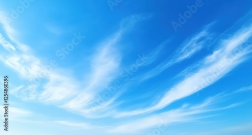 Serene Blue Sky with Wispy Clouds and Soft Light Creating a Tranquil Atmosphere
