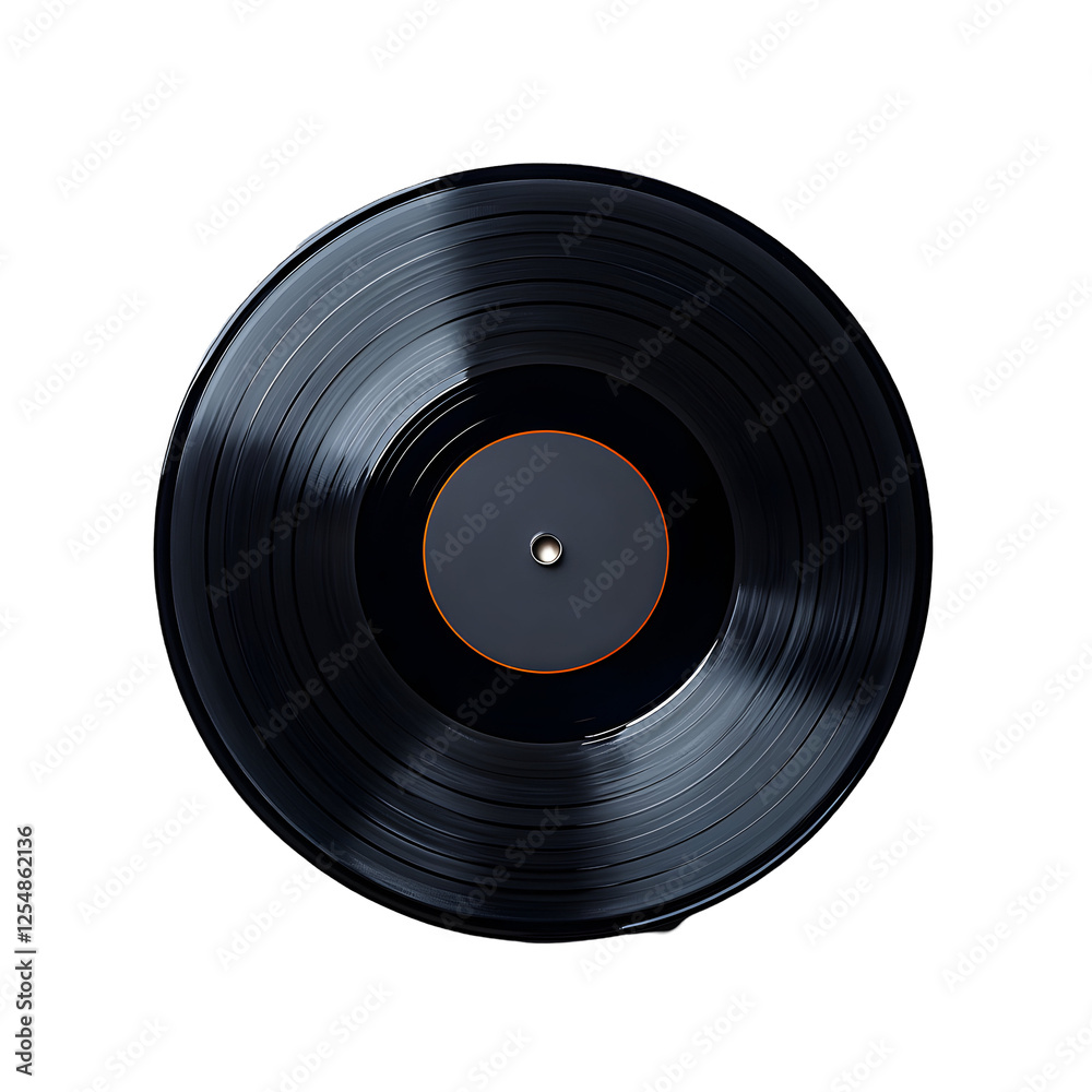 Black Vinyl Record on Grey Background, Isolated Black Vinyl Record on Grey Background, Isolated