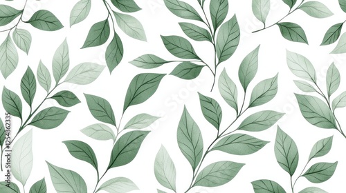 Wallpaper Mural Elegant Watercolor Greenery: A Seamless Pattern of Delicate Sage Green Leaves Torontodigital.ca