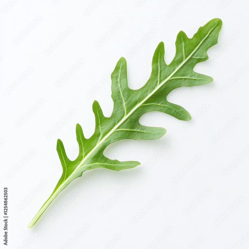 Naklejka premium Fresh arugula leaf on white background, food ingredient