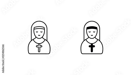 Nun icon design with white background stock illustration