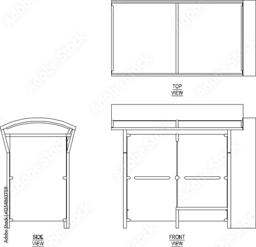 vector sketch illustration silhouette design of bus shelter building for passengers waiting for transportation 