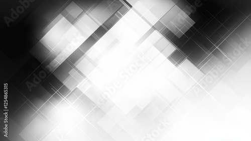 Abstract Geometric Design in Black White and Gray with Diagonal Lines and Light Effect