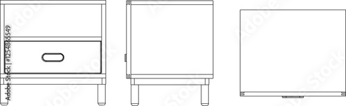vector sketch illustration silhouette design Cabinet or office furniture modern minimalist