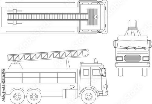 vector sketch illustration silhouette design of firefighter transport vehicle for rapid reaction unit