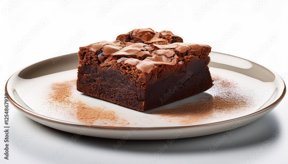 Chocolate cake on white plate on a white background Chocolate cake on white plate on a white background