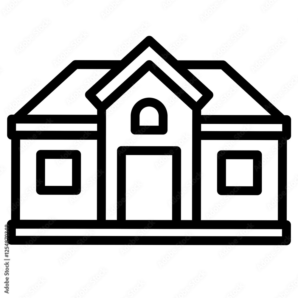 Sketch house, symbol of residence and family, school and office building or others.