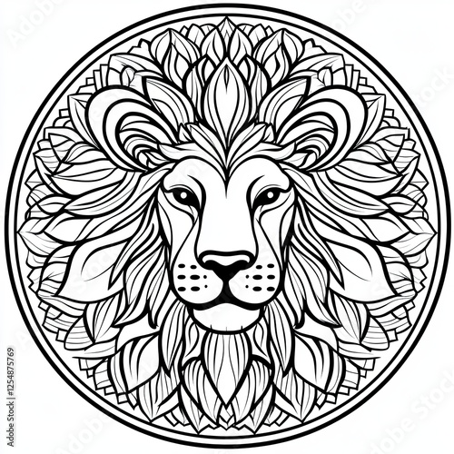 Animal Mandala Coloring Book Page Simple Illustrations for Relaxation